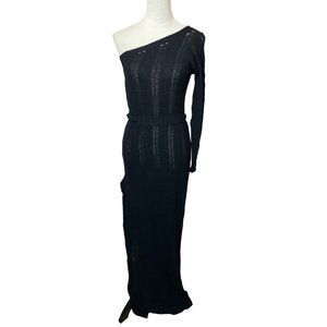 NWT Boohoo TALL CROCHET ONE SLEEVE MAXI BEACH DRESS    Small